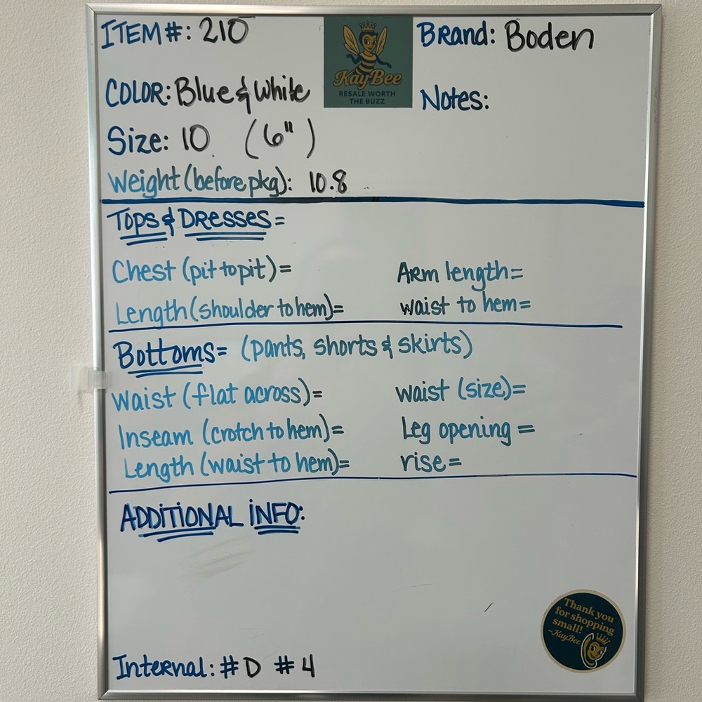 Boden Linen Blend Striped Tie Waist Paperbag Shorts Blue White Size 10 Medium - Picture 5 of 5